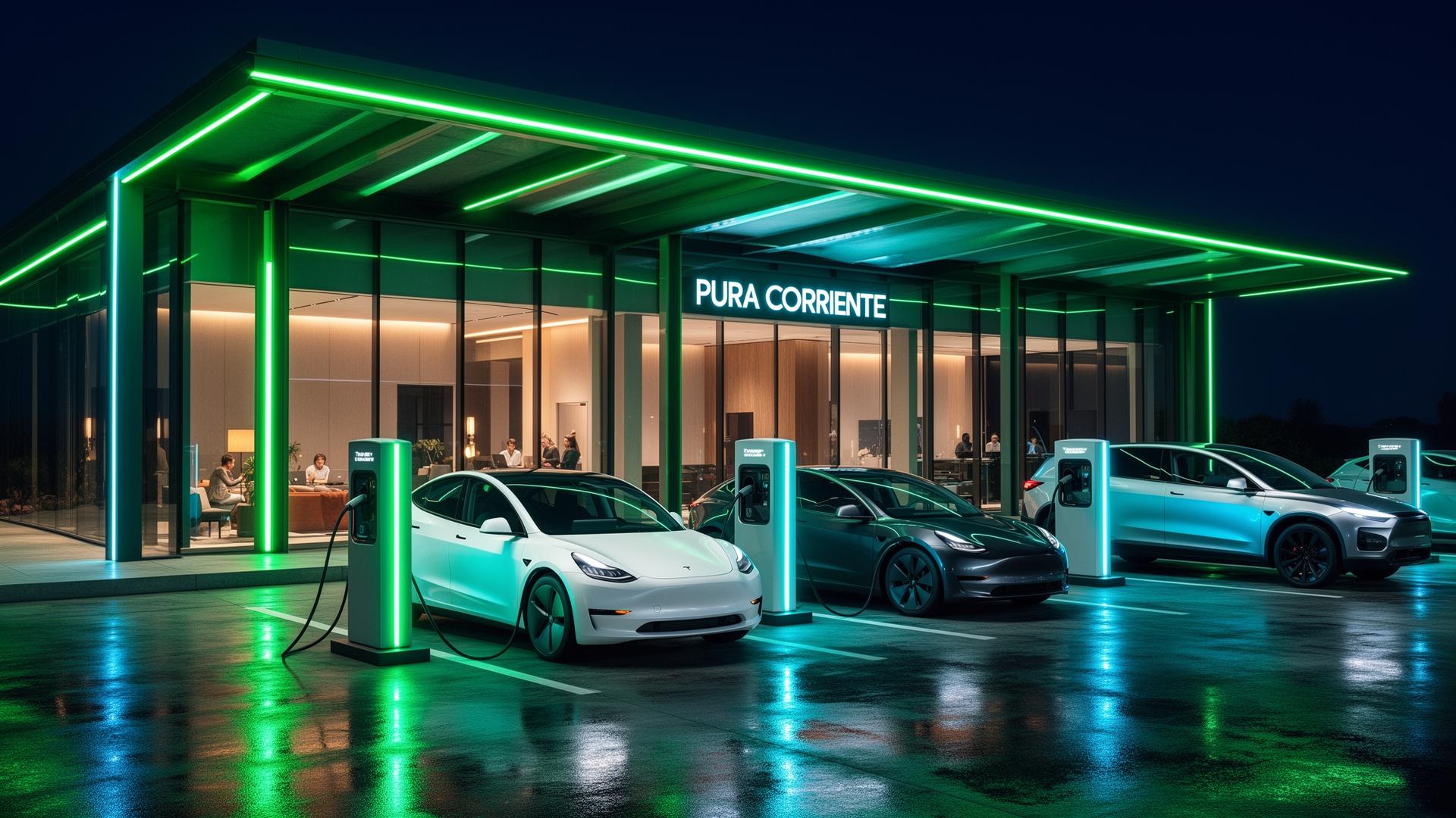 EV Center premium Pura Corriente de noche con Tesla Model Y, Model 3 Highland y Zeekr 001